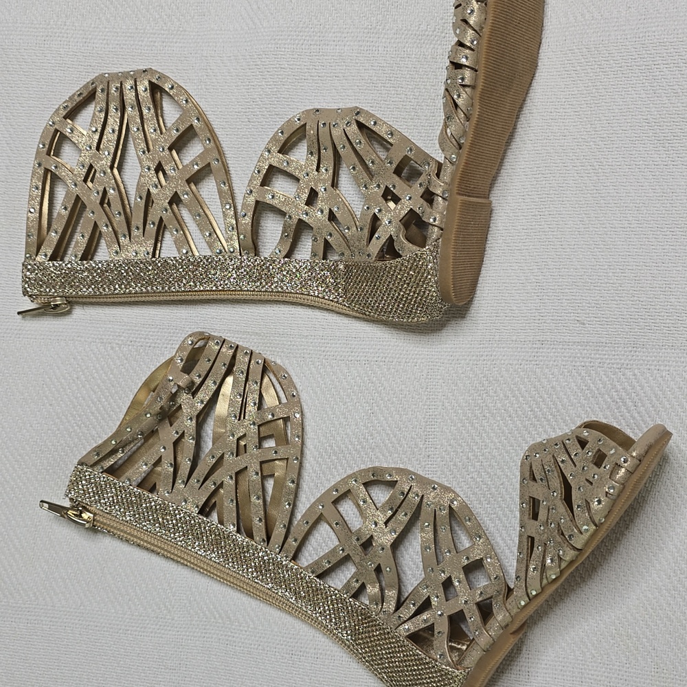 Joyfolie Shimmering Gold Tall Cutout Sandals